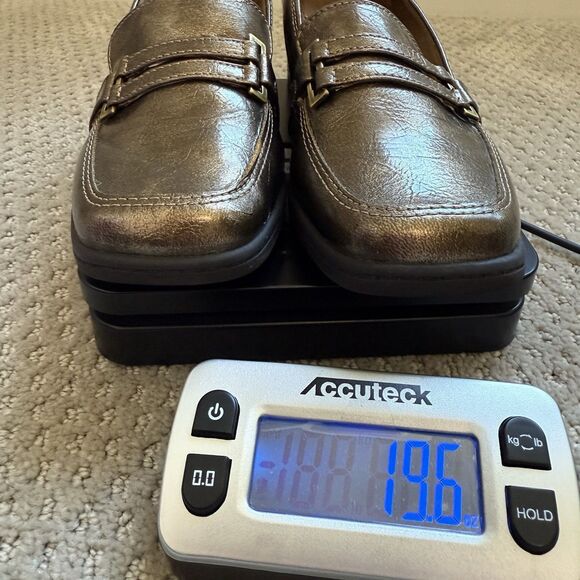 Naturalizer Size 6 Benatar Bronze Metallic Block Heel Loafers Fall Old Money - Picture 10 of 10